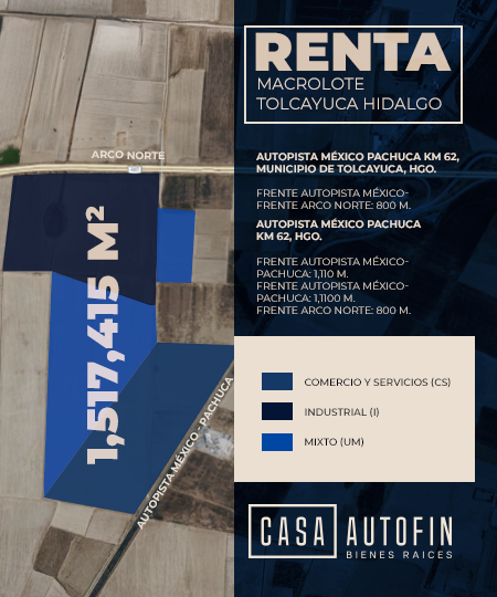 Terreno en renta Tolcayuca